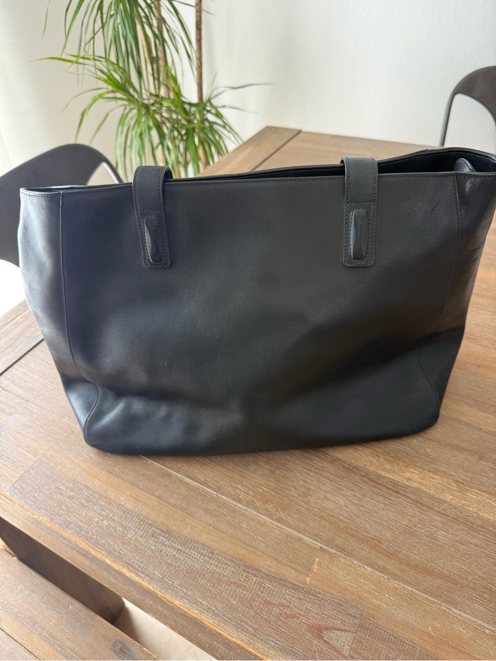 Vintage Coach Black French Calfskin Leather Tote Bag Made in Italy 5472